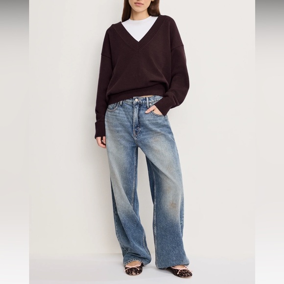 Good American Sweaters - Good American Relaxed Deep V-neck Sweater